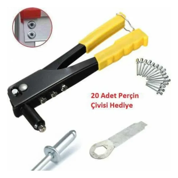Depolife Pop Perçin Makinası Metal Perçin Tabanca Aleti Perçin Civili 4 Başlıklı Mekanik Hobi Professional