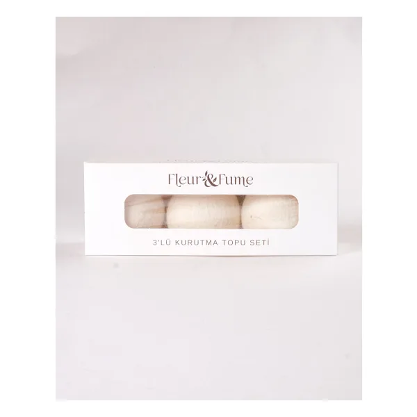 Fleur & Fume Çamaşır Kurutma Topu Doğal Merinos Koyun Yünü 3 Adet(Kese Hediyeli)