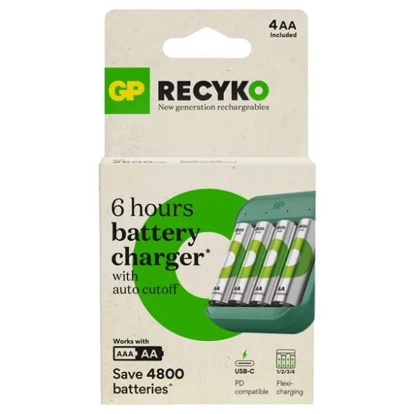 GP Recyko B423 Pil Şarj Aleti + 2600 mAh 4'lü Şarjlı AA Kalem Pil