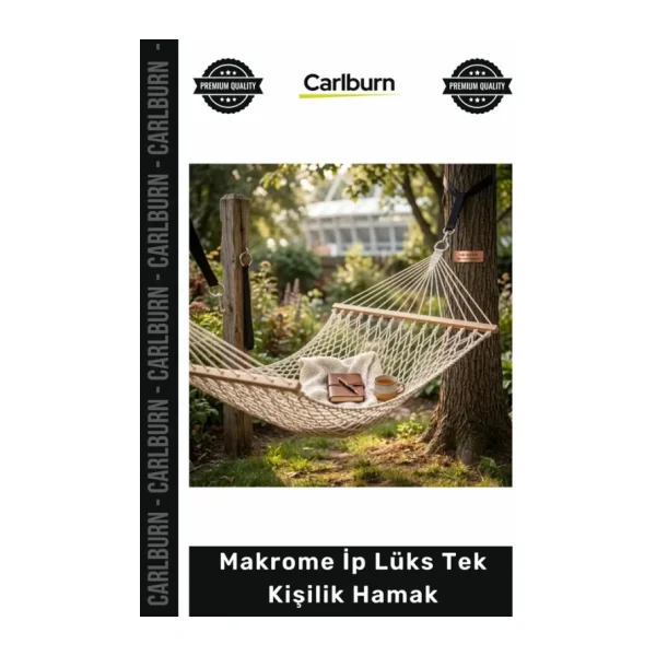 #Hamak Ahşap Çıtalı Sağlam 150 kg Taşıma Kapasiteli Bahçe Makrome İp Lüks Tek şilik Hamak