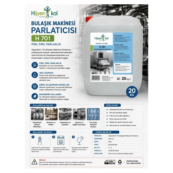 Hijyenkal Bulaşık Makinesi Parlatıcısı H 701 20 Kg