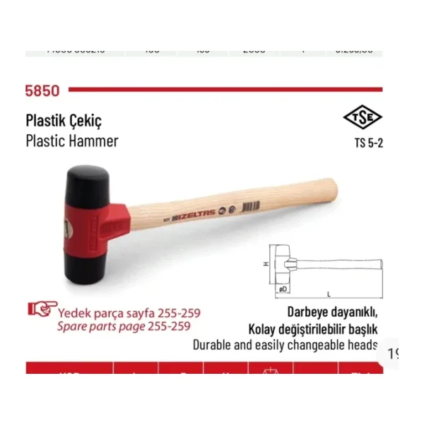 İzeltaş Plastik Çekiç 40 MM