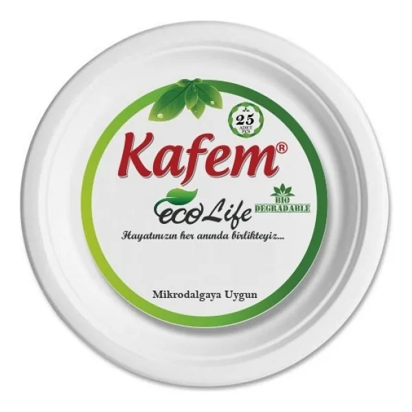 Kafem Kağıt Tabak Yuvarlak Ekolojik 22 cm 25 Adet