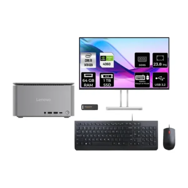 Lenovo Thinkcentre Neo İ9 14900 64Gb 1Tb Ssd Rtx4060/8Gb 23.8" Fhd Fdos Mini Masaüstü Bilgisayar