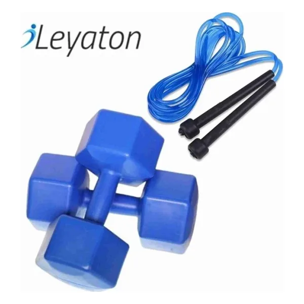 Leyaton 10kg X 2 Adet Dambıl Ve Atlama Ipi Kombin Seti Vinyl Kaplama Dumbell