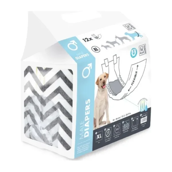 M-Pets Diapers Erkek Köpekler İçin Külot Xlarge 12'li