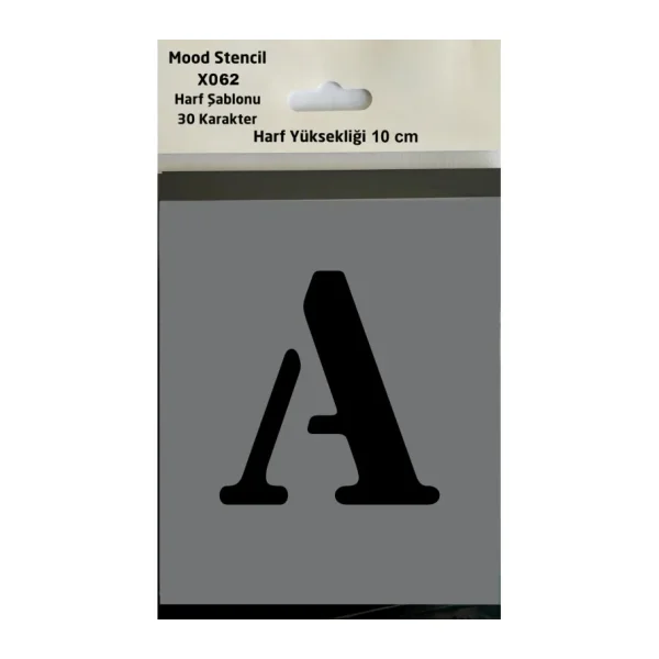 Mood Stencil Harf Boyama Şablonu X062 Harf Yüksekliği 10 cm