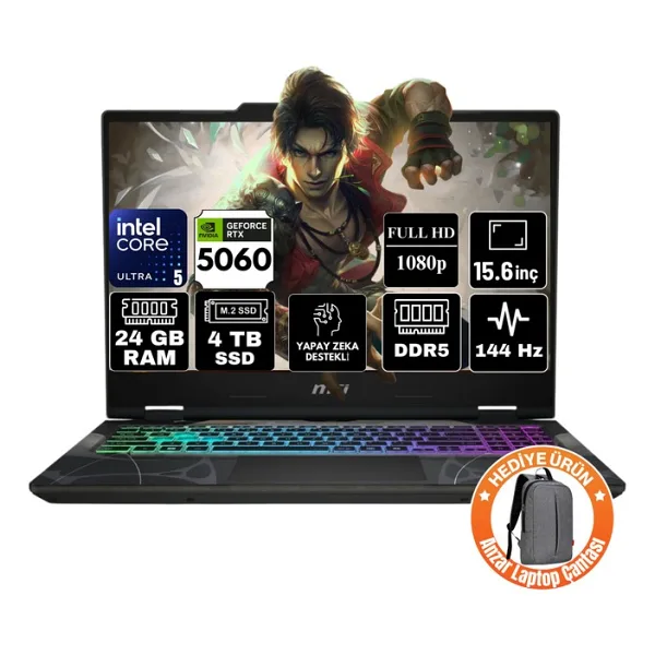 MSI Msı Raıder A18 Hx A8WHG-280TR Amd Ryzen 9 8940HX 32GB Ddr5 8tb SSD Rtx 5070 Ti 12GB Gddr7 140W Freedos 18" Qhd+ (2560X1600) 240Hz Ips-Level Oyuncu Bilgisayarı 280TRF05 + Zetta Çanta - 8 TB - 32 GB