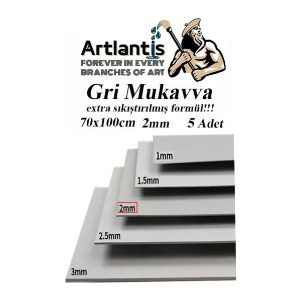 Mukavva Gri 2 Mm 70x100 Cm 5 Adet Sert Karton Ekstra Sıkıştırılmış 70x100 Mukavva Gri Renkli 5 Adet