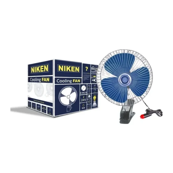 Niken Araç İçi Vantilatör Mavi Mandallı 24volt 8 İnç Niken