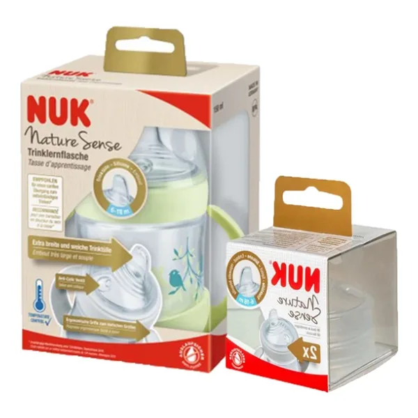 Nuk Nature Sense Isı Göstergeli PP Alıştırma Bardağı 150 ml / 2 adet Yedek Başlık