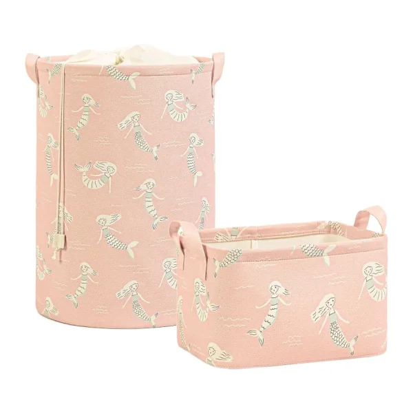 Ocean Home Textile 2'li Çocuk Odası Deniz Kızı Sepet Set 1 Adet 30 x 21 x 18 / 36 x 50 cm