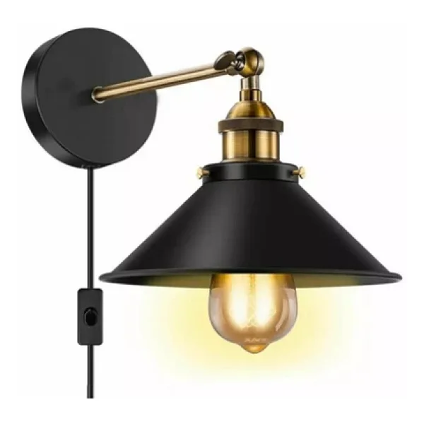 Rsylight Retro Rustik Dekoratif Rustik Siyah Anahtarlı Kablolu Duvar Aplik