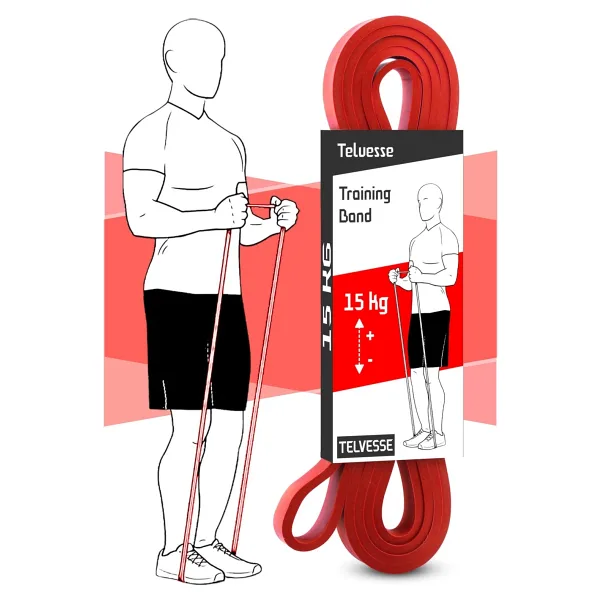 Telvesse Direnç Bandı Kas Geliştirme Lastiği Fitness Pilates Cross Training Bant Yoga Push Up Barfiks Bandı (15 KG (KIRMIZI))