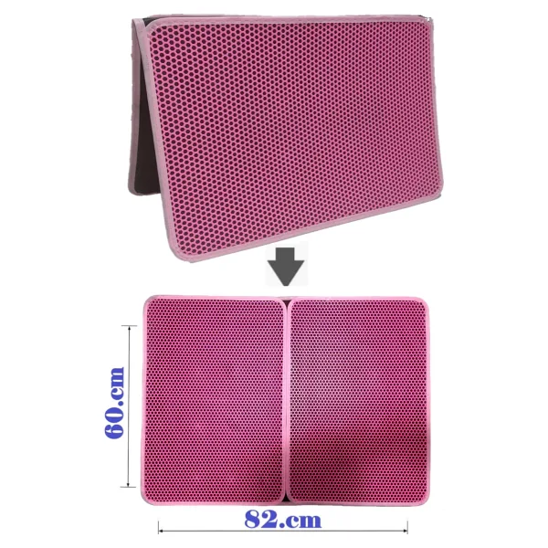Tineke Büyük Boy Elekli Kedi Tuvalet Önü Paspası Katlanabilir 82 x 60 cm - Pembe