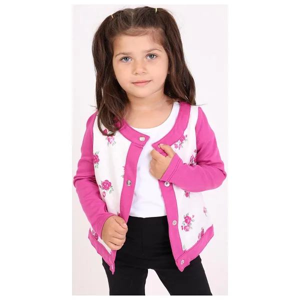 Toontoy Kız Bebek Hırka Çiçek Baskılı Mürdüm 6 AY