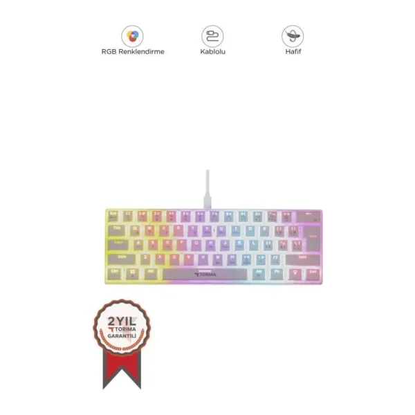 Torima TK-04 RGB Beyaz Kablolu Mekanik Oyuncu Klavyesi