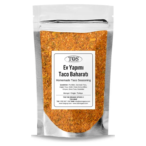 TOS The Organic Spices Ev Yapımı Taco Baharatı 250 gr Homemade Taco Spice Blend - Premium Quality Baharat Karışımı