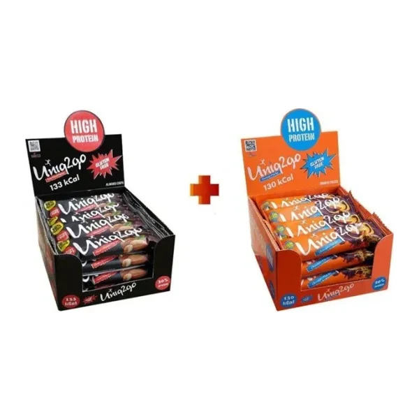 UNIQ2GO Power Midi 16'lı Kutu + UNIQ2GO Light Midi 16'lı Kutu %100 Naturel Proteinli Bar - 32 Adet