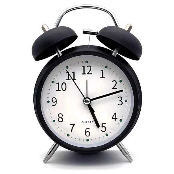 Valkyrie 16cm Büyük Boy Akar Saniyeli Alarm Çalar Saat - Nostaljik Masa Saati Siyah