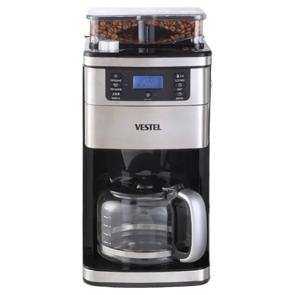 Vestel Taze Filtre Kahve Makinesi 12 Fincan Kapasite Inox Renk Cam Hazne ve Otomatik Kapanma