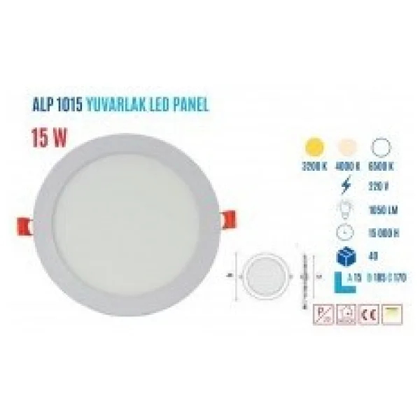 YCL ALP-1015B 15 W Sıva Altı Yuvarlak Beyaz Led Panel