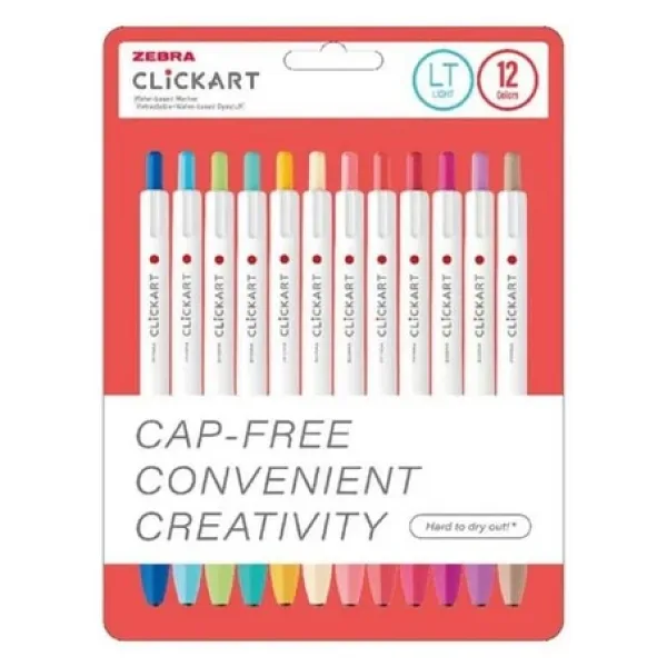 Zebra Clickart Market Pen 0.6mm 12'li Tükenmez Kalem Seti Light Colours 12CZLT