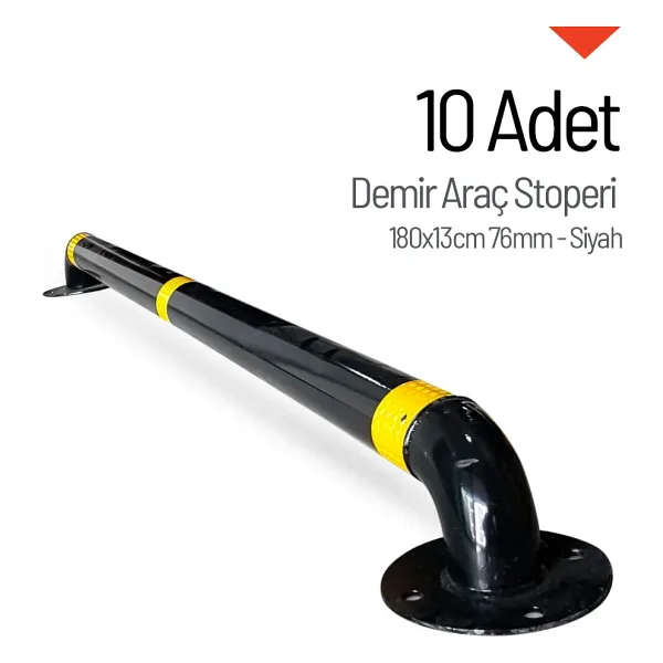 10'lu Demir Araç Stoperi Seti Siyah 180x13cm 76mm