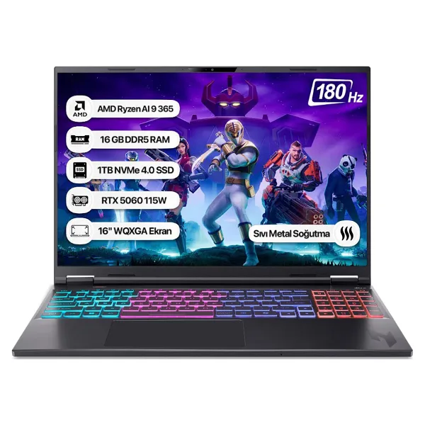 Acer Nitro 16S AI AN16S-61-R5E5 NH.QXUEY.001 Ryzen AI 9 365 16 GB 1 TB SSD RTX5060 16" WQXGA Gaming Laptop