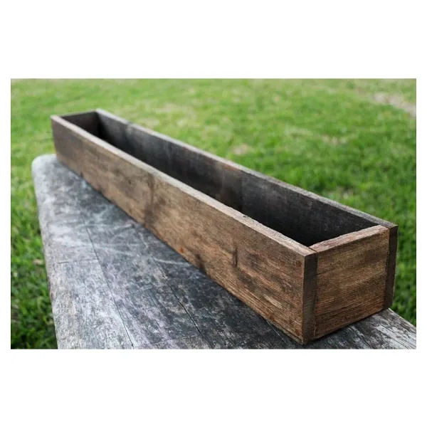Amaranda Botanique Ahşap Aranjman Sukulent Dekoratif Uzun Ince Saksı Long Eskitme 50x5x5 Koyu Renk