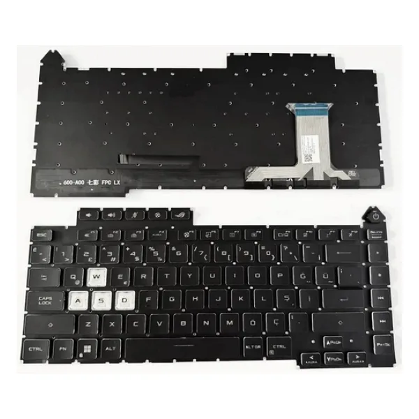 Asus Rog Strix G15 G513qy G513ıc G513ıe G513ıh İle Uyumlu Notebook Klavye - Tuş Takımı / Siyah - Tr - Backlit Rgb