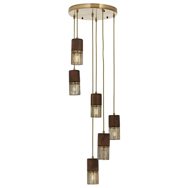 AVONNI AV-60265-6ET Eskitme Kaplama Modern Avize E27 Metal Ahşap 40cm