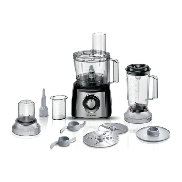 Bosch 50 Fonksiyonlu Hamur Yoğurma Smoothie Rende Öğütücü Doğrayıcı Hepsi Bir Arada Mutfak Robotu, Luciole Lambader Hediye - Siyah