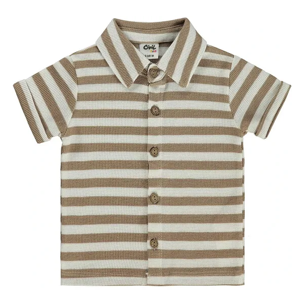 Civil Baby Çizgili 6-18 Ay Gömlek - Kahverengi