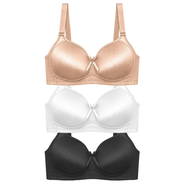 Cottonhill Bra - Elvia Büyük Beden Parlak Balensiz Straplez Minimizer Kadın Sütyen 3'lü Paket-2