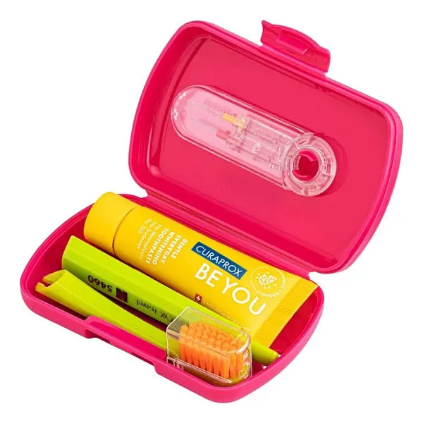 Curaprox 5460 Be You Travel Koyu Pembe Diş Fırçası Seti