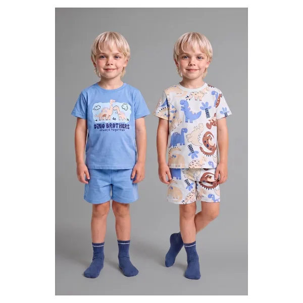 DeFacto%100 Pamuk Dinozor Baskılı 2'li Pijama Takımı Erkek Bebek
