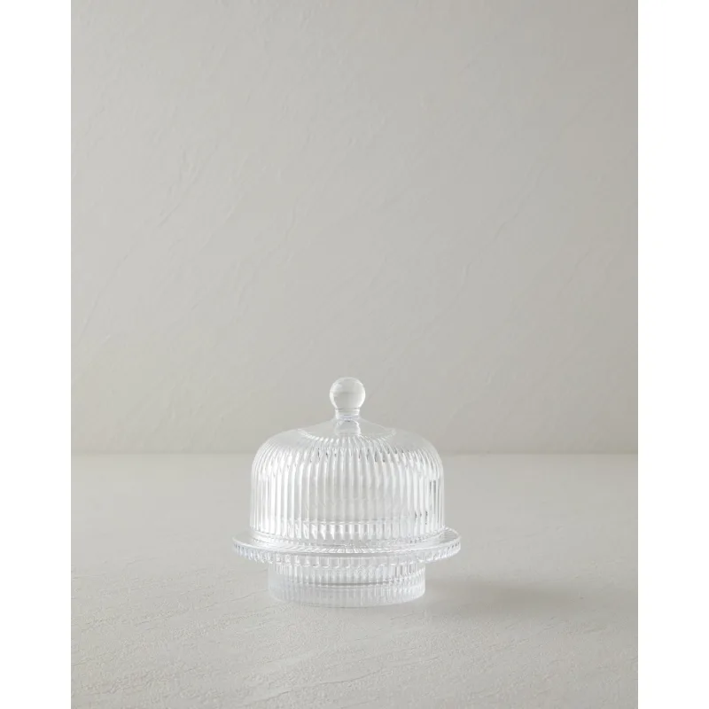 English Home Sweet Lines Cam Şekerlik 11,5X7,5X11,5 cm Şeffaf