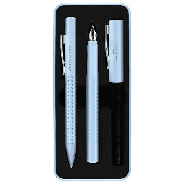 Faber-Castell Grip 2011 Gök Mavisi XB Tükenmez Kalem ve M Uçlu Dolma Kalem Kutulu Hediye Seti