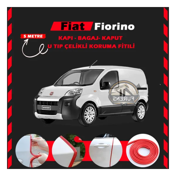 Fiat Fiorino Oto Araç Kapı Koruma Fitili 5metre Parlak Kırmızı Renk