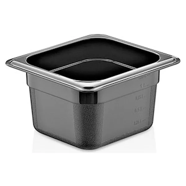 Gastroplast Gn 1/6-100 mm Gastronom Küvet, Polikarbon, Siyah