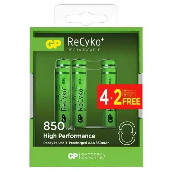 GP Recyko 850 Serisi AAA Şarjlı Pil 4+2