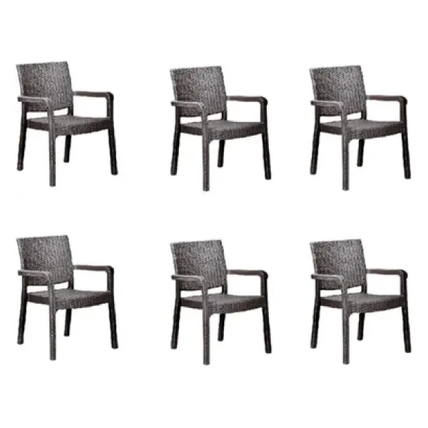 Holiday Troya Rattan Koltuk Kahverengi 6'lı Set HK-730KHV6