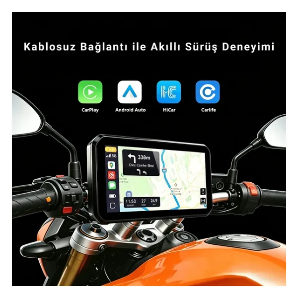 İdragon M12 6.25" Motosiklet Carplay & Android Auto Ekranı, Ön-Arka 2k Kamera, Tpms Destekli, Kablosuz Bağlantı, IP67 Su Geçirmez