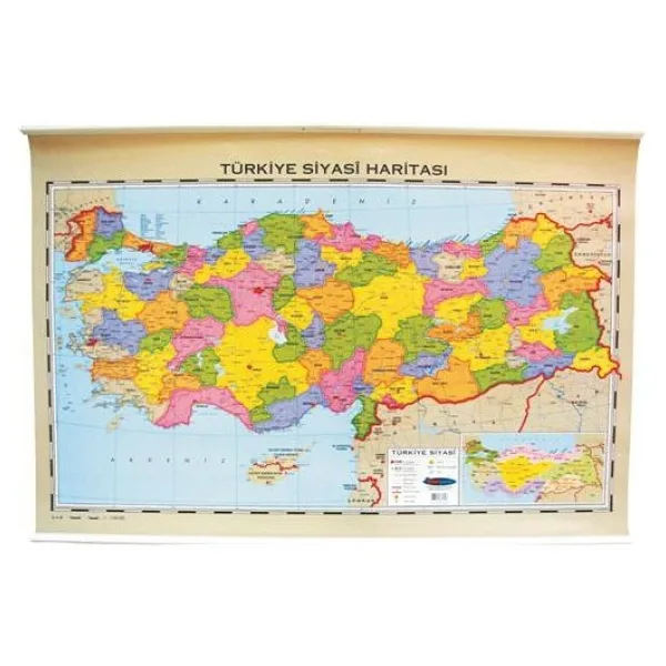 İnter 70x100 Türkiye Fiziki-Siyasi Haritası (Çift Taraflı Çıtalı) INT-820