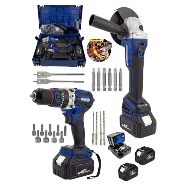 Italy V980 20AH Şarjlı 13MM Darbeli Matkap Vidalama Çelik Mandren ve Taşlama Demir Kesme Makinesi