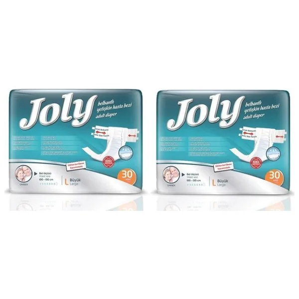 Joly Belbantlı Hasta Bezi 60 Adet Büyük Large Beden 30x2 Paket Yerli Üretim Özelliği ile Konforlu