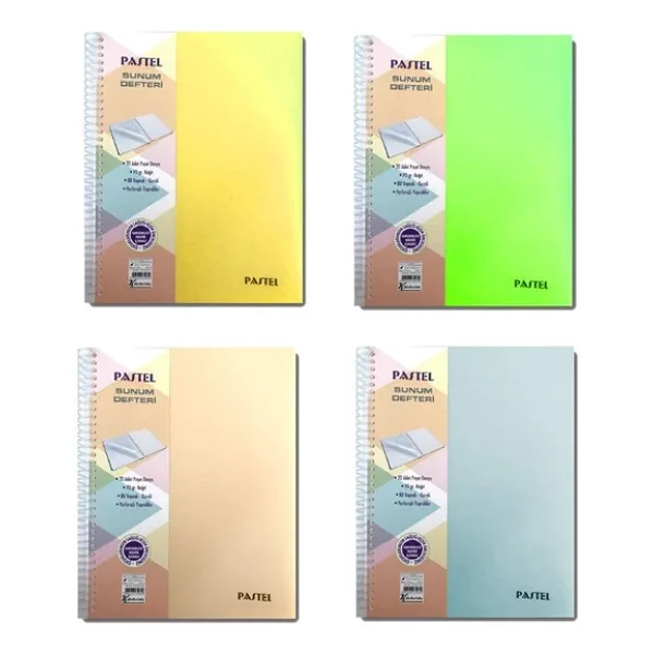 Keskin Color Pastel Sunum Defteri 70 gr 80 yp Çizgili + 20 Poşet Dosya