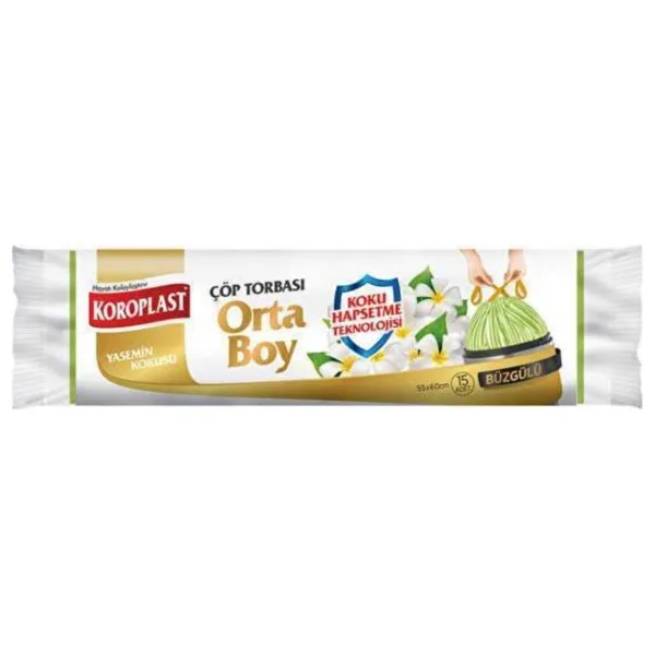Koroplast Yasemin Kokulu Büzgülü Orta Boy Çöp Poşeti 15'li