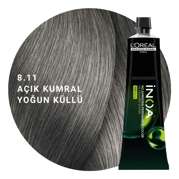 L'Oreal Professionnel Paris Inoa 8.11 Açık Kumral Yoğun Küllü Saç Boyası